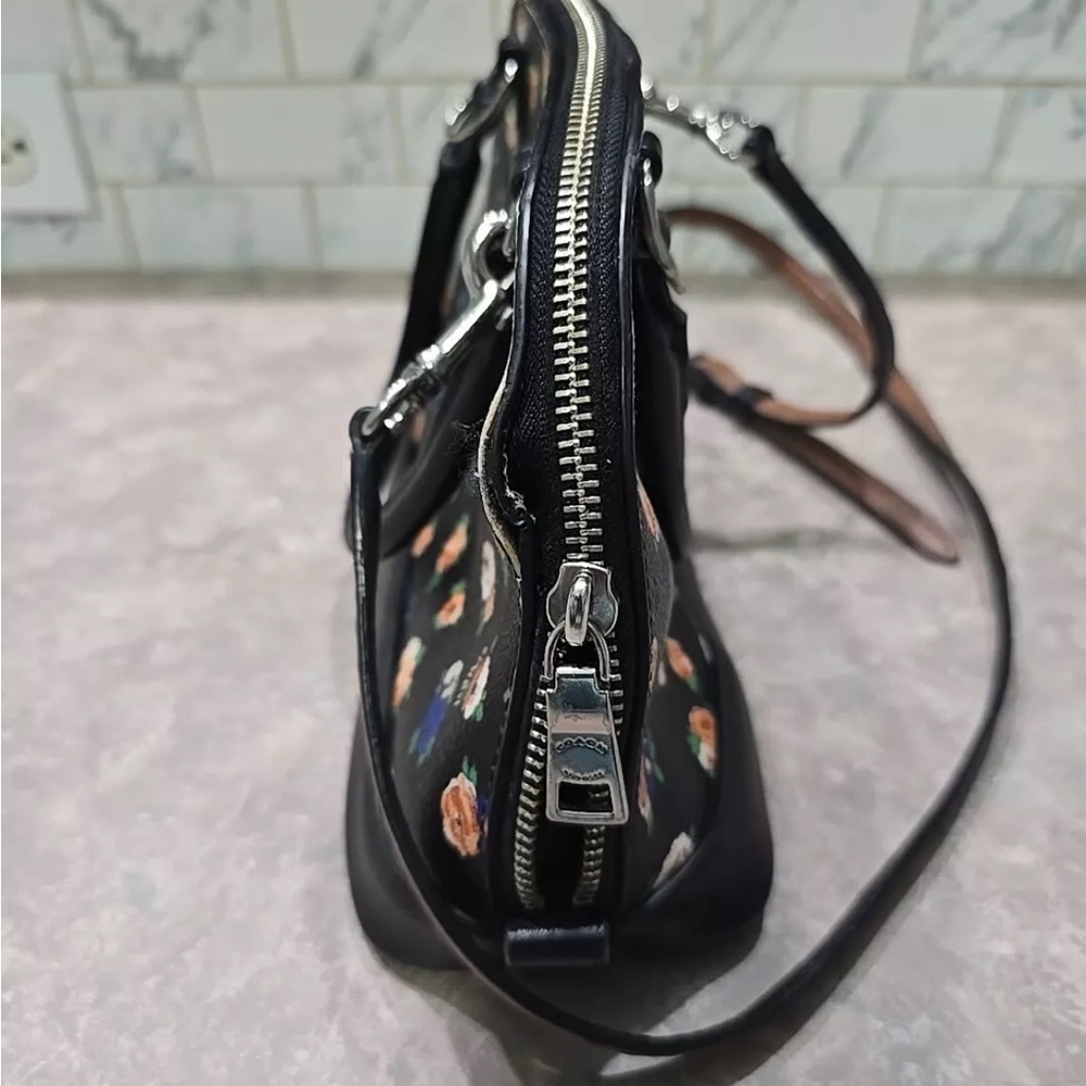 Beautiful COACH Black Floral Handbag Mini Tote Bag See Description NWOT - Picture 4 of 13
